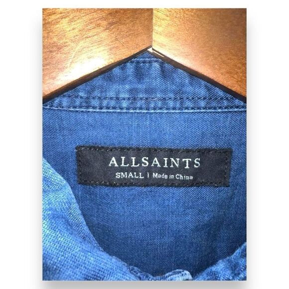 All Saints Blue Casual Button Down Shirt - Picture 2 of 9